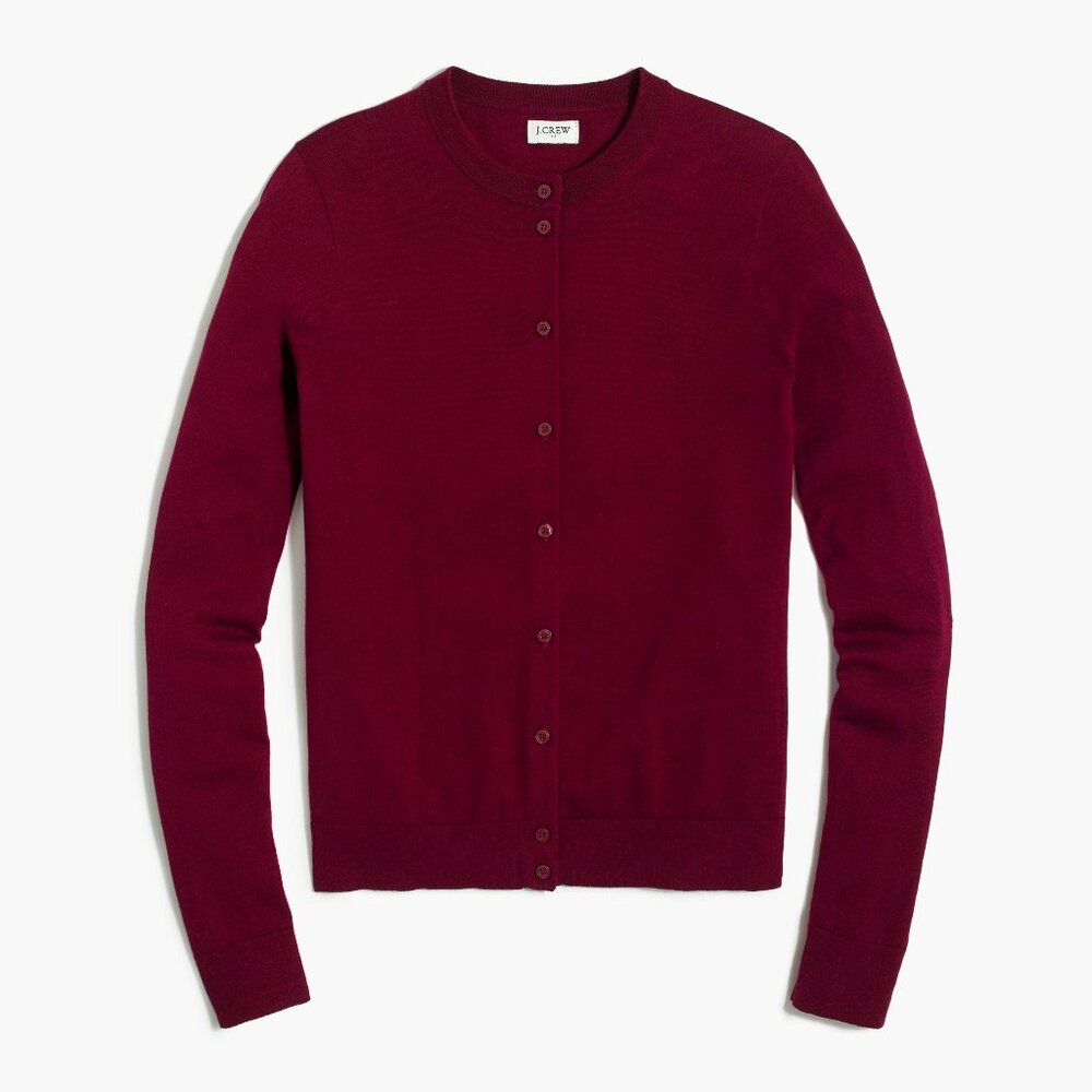 NWT! J. Crew Classic Cotton Cardigan Sweater, Burgundy, size S